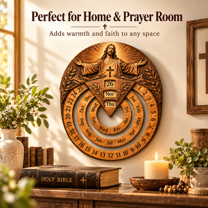 🙏 LAST DAY 50% OFF | Jesus Wooden Perpetual Calendar™ – Faith-Inspired Rotating Date Calendar & Meaningful Christian Home Decor