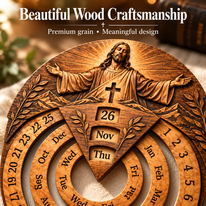 🙏 LAST DAY 50% OFF | Jesus Wooden Perpetual Calendar™ – Faith-Inspired Rotating Date Calendar & Meaningful Christian Home Decor
