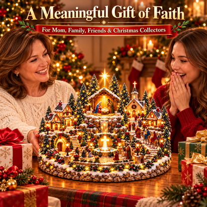 🙏 LAST DAY 50% OFF | Bethlehem Faith Village™ – Lighted Nativity Christmas Centerpiece with Holy Family, Bethlehem Star & Christian Village Scene ✨