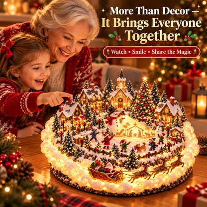 🎄✨ Cloudbound Christmas Village™ – Animated Santa Sleigh, Glowing Cloud Ring & Nativity Christmas Centerpiece