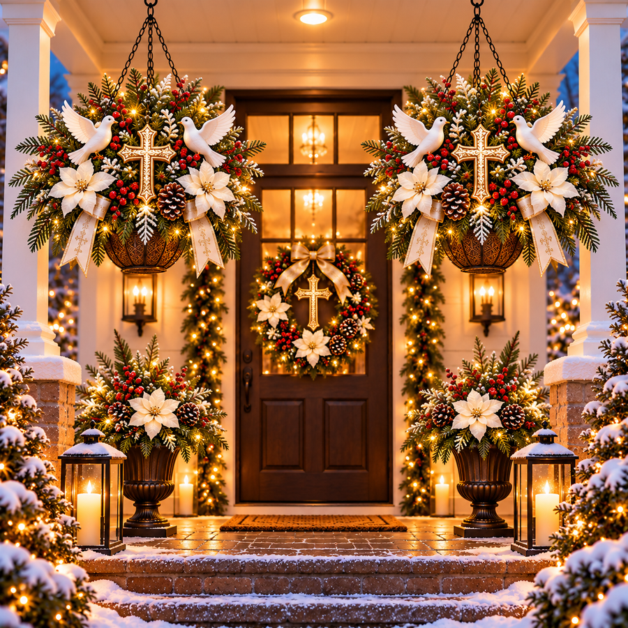 Guardian Angel Christmas hanging basket