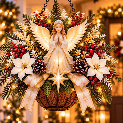 🎄 CHRISTMAS LIMITED-TIME 50% OFF | Christian Christmas Hanging Basket™ – Angel & Dove Faith-Inspired Holiday Porch Decor