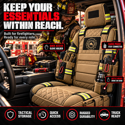 🔥 LIMITED-TIME 50% OFF | FireGuard™ Firefighter-Inspired Tactical Truck Seat Cover – Rugged Protection & Smart Storage