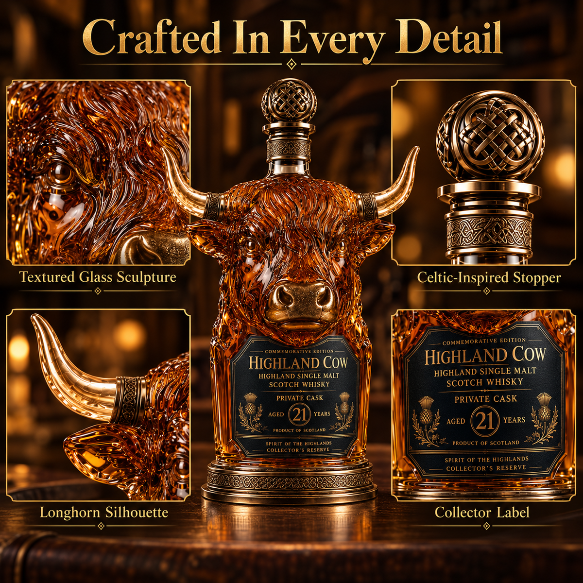 🔥 LAST DAY 50% OFF 🔥 Highland Spirit™ — Highland Cow Whiskey Decanter