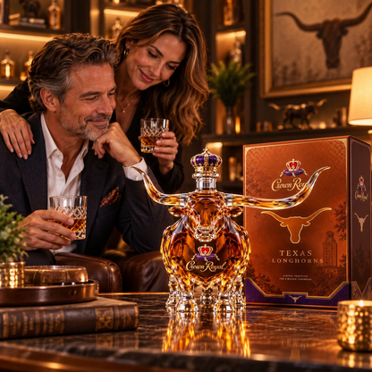 🔥 LAST DAY 50% OFF | Crown Royal Texas Longhorn Collector Decanter™ – Statement Whiskey Bottle for Western Bars, Man Caves & Gifts 🐂