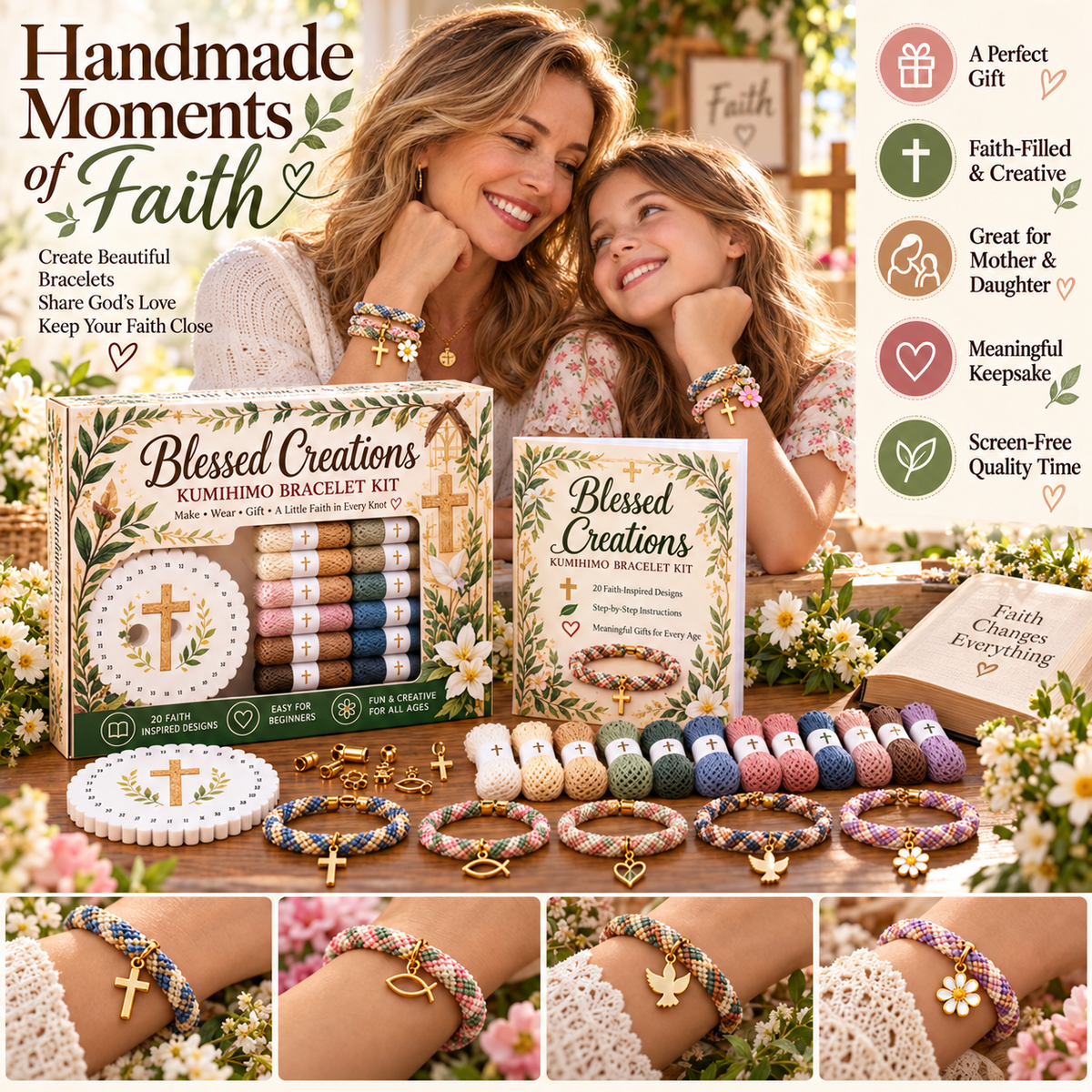 🙏✝️ Blessed Creations™ Christian DIY Bracelet Kit – 20 Faith-Inspired Designs | Handmade Cross & Dove Bracelets, Meaningful Gifts for Christian Women ❤️