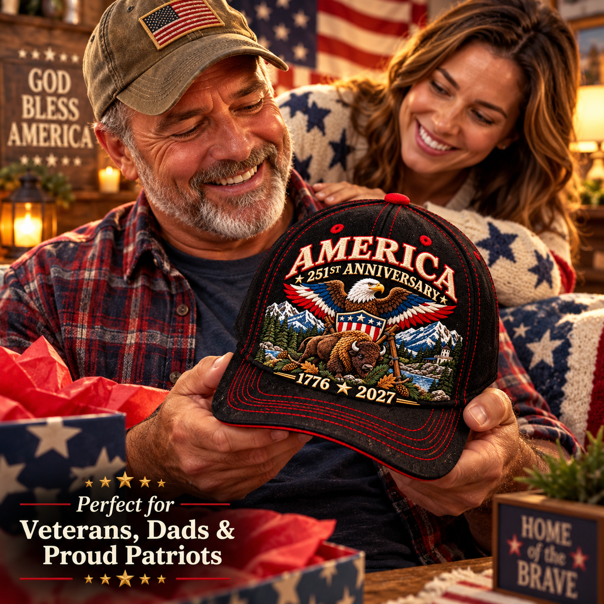 America eagle bison anniversary embroidered cap