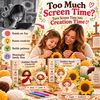 🙏✝️ Faithful Hands™ 2-in-1 Reversible Christian Crochet Kit – Jesus & Lamb, Angel & Sunflower, Mary & Lily | Meaningful DIY Faith Gifts ❤️