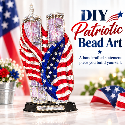 🇺🇸❤️ Never Forget™ Twin Towers Tribute DIY Bead Art Kit – Beginner-Friendly Patriotic Pearl & Rhinestone Craft | Meaningful 9/11 Memorial Keepsake