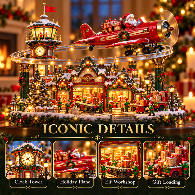 North Pole Air Mail Village detailed Christmas airport scene