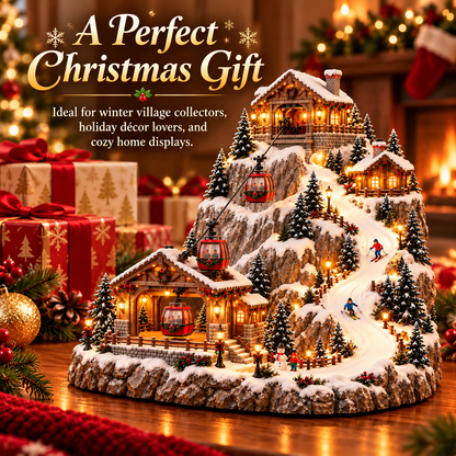 🔥 LAST DAY 49% OFF 🔥 Lighted Animated Christmas Village with Train, Reindeer Sleigh & Waterfall ✨