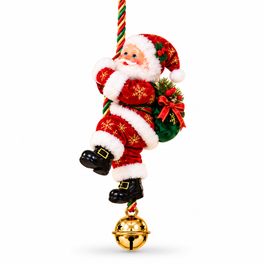Red Santa rope ornament on white background