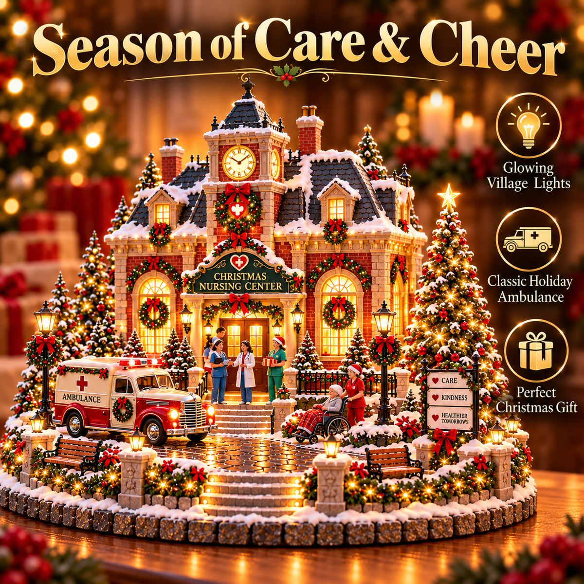 🎄 LAST DAY 50% OFF 🎄 Nurse Christmas Village™ – Warm LED Nursing Center with Holiday Ambulance & Heartwarming Care Scene ❤️✨