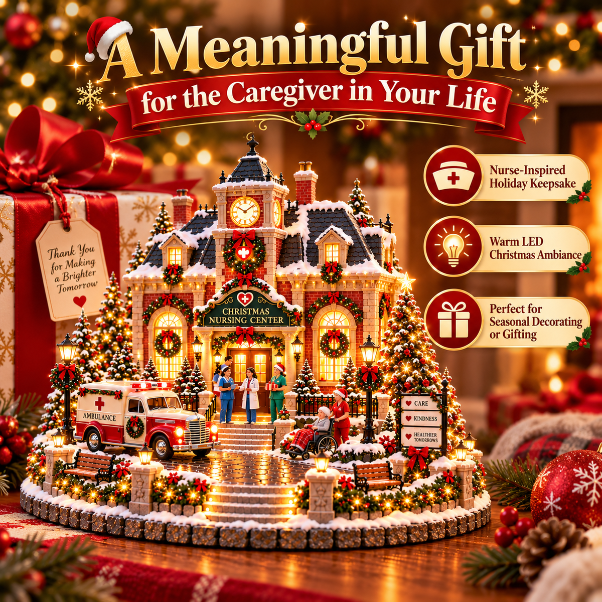 🎄 LAST DAY 50% OFF 🎄 Nurse Christmas Village™ – Warm LED Nursing Center with Holiday Ambulance & Heartwarming Care Scene ❤️✨