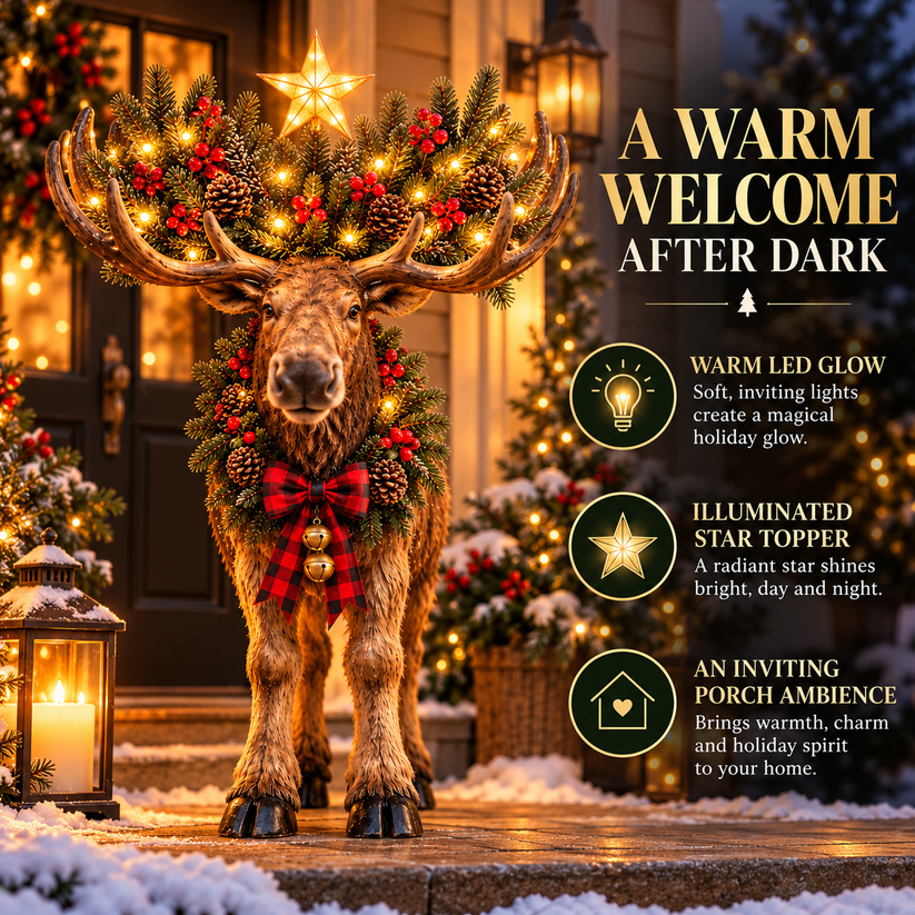 Woodland Christmas moose character holiday decoration