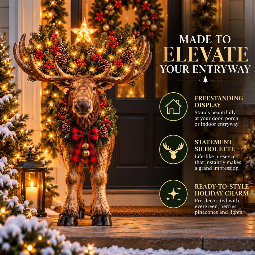 Lighted Woodland Christmas Moose festive illuminated display