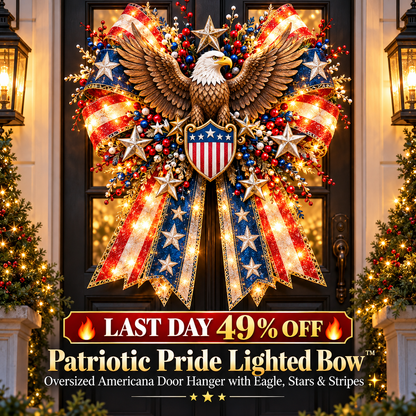🔥 Last Day 49% OFF 🐮✨ Highland Cow Lighted Christmas Bow | Oversized, Pre-Lit, and Western-Inspired Door Decor 🎄🤠