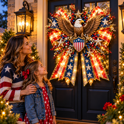 🔥 Last Day 49% OFF 🐮✨ Highland Cow Lighted Christmas Bow | Oversized, Pre-Lit, and Western-Inspired Door Decor 🎄🤠