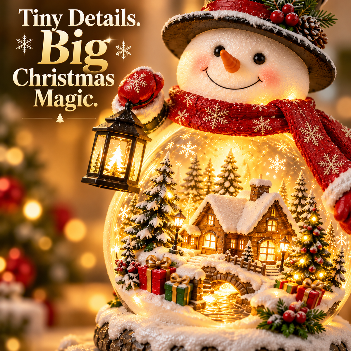✨ Christmas Village Snowman Glow – Lighted Holiday Tabletop Decor