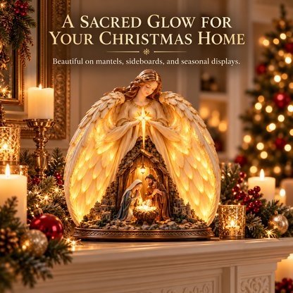 ✨ The Night Heaven Came Near™ — Lighted Angel Nativity Christmas Sculpture