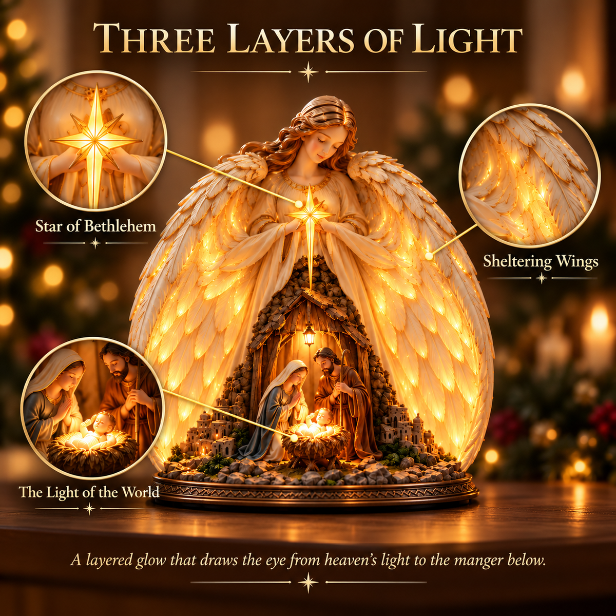 ✨ The Night Heaven Came Near™ — Lighted Angel Nativity Christmas Sculpture