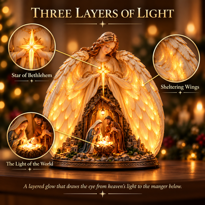 ✨ The Night Heaven Came Near™ — Lighted Angel Nativity Christmas Sculpture