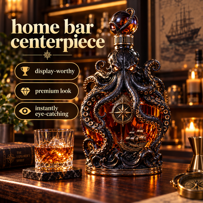 🐙 Abyssal Octopus Whiskey Decanter™ | Gothic Nautical Bar Centerpiece