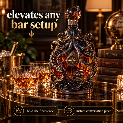 🐙 Abyssal Octopus Whiskey Decanter™ | Gothic Nautical Bar Centerpiece
