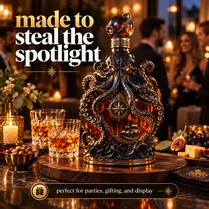 🐙 Abyssal Octopus Whiskey Decanter™ | Gothic Nautical Bar Centerpiece