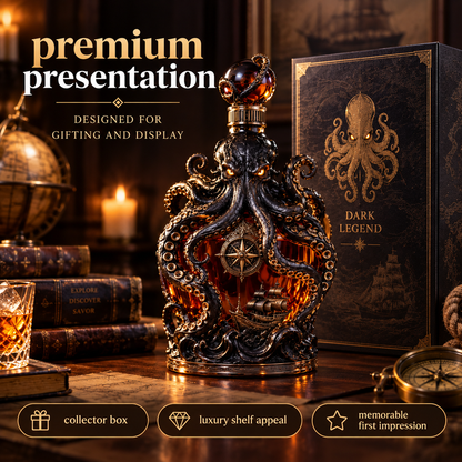 🐙 Abyssal Octopus Whiskey Decanter™ | Gothic Nautical Bar Centerpiece