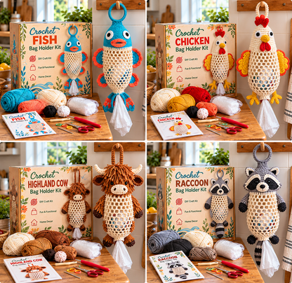 Crochet Animal Bag Holder Diy Kit – Cute & Functional Hanging Storage Craft Kit