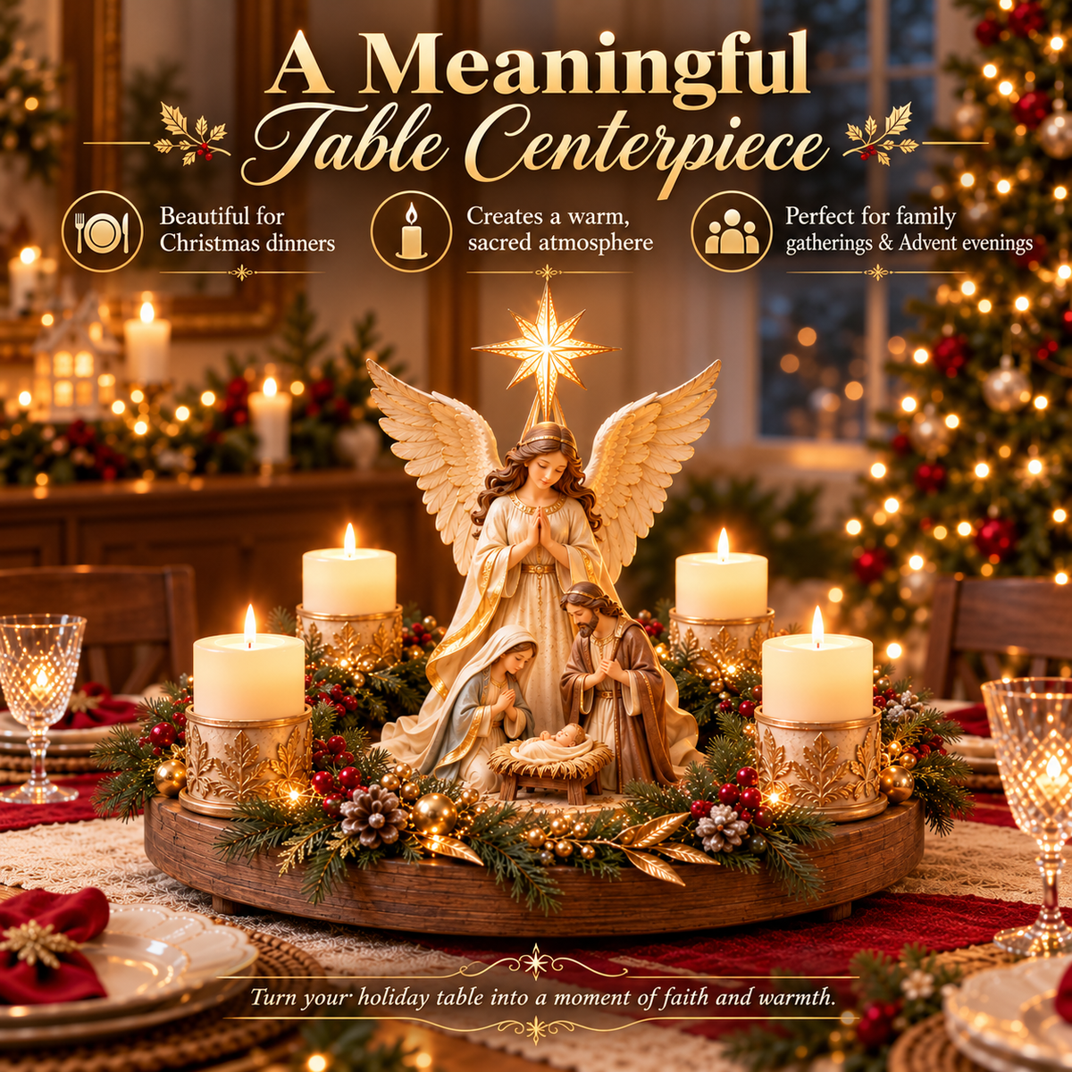 Angel of Bethlehem meaningful Christmas table centerpiece