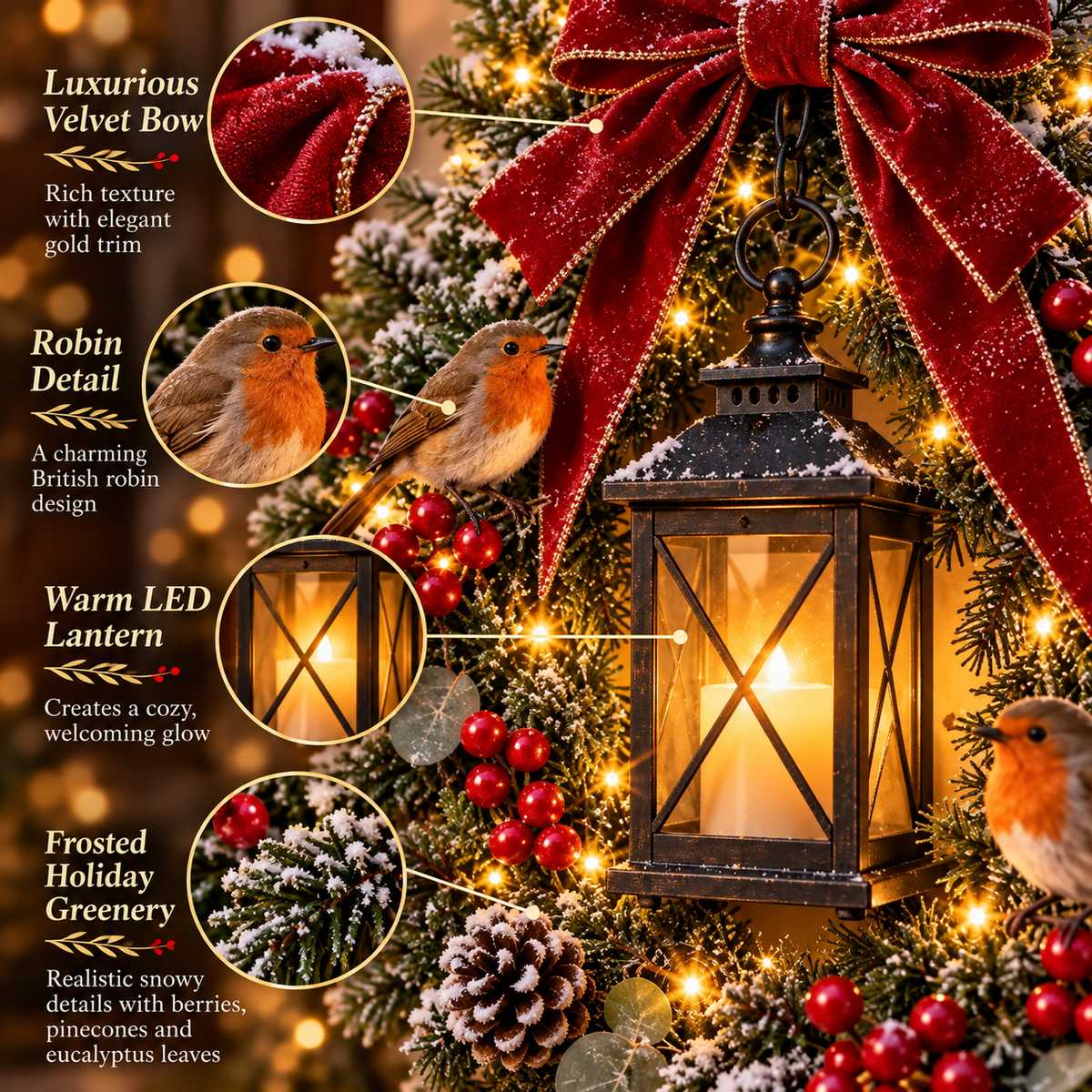 ✨Last Day 49% OFF✨🐦 A Robin Glow™ – Lighted Robin Christmas Wreath
