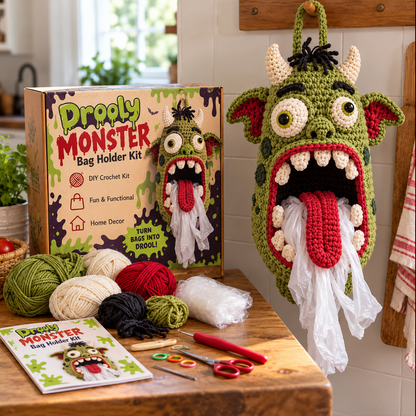 😂 Funny Crochet Bag Holder DIY Kits – Snotty Sam, Spider Silk & Drooly Monster | Quirky Kitchen Decor & Gag Gifts