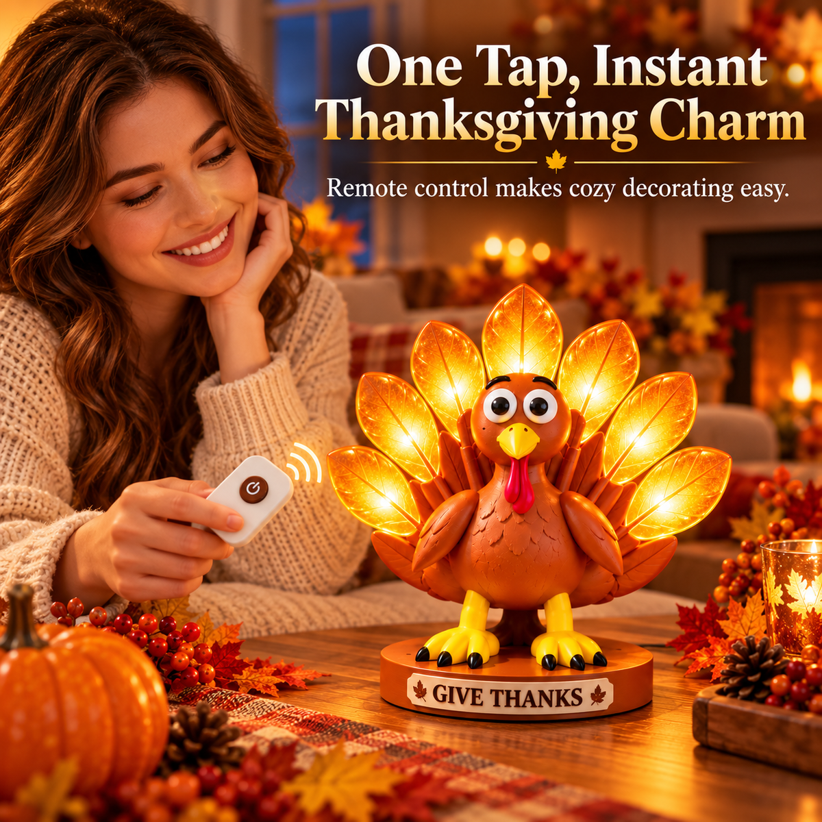 Thanksgiving turkey lamp remote control lifestyle