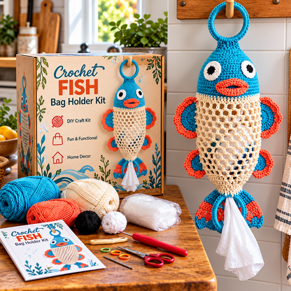 Crochet Animal Bag Holder Diy Kit – Cute & Functional Hanging Storage Craft Kit