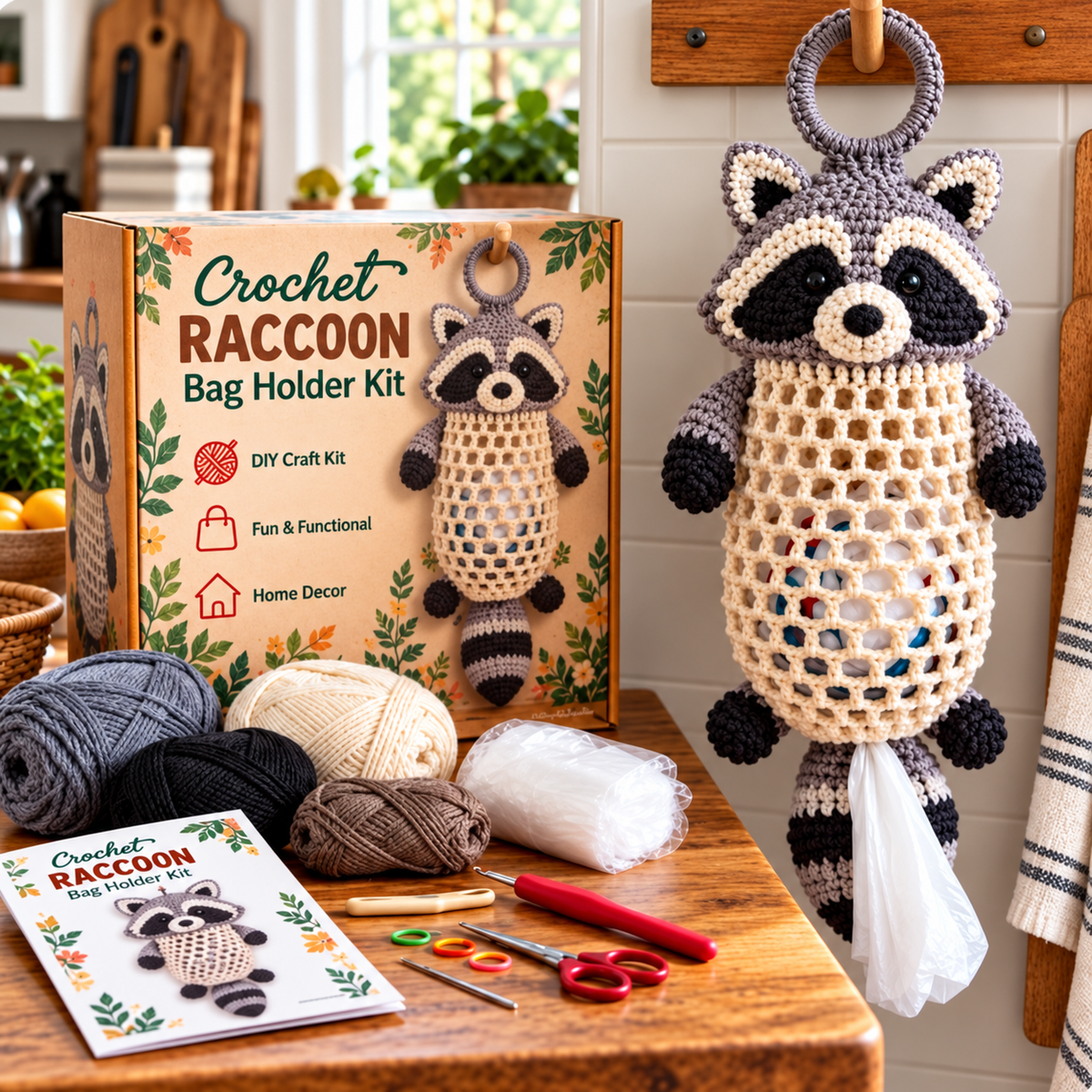 Crochet Animal Bag Holder Diy Kit – Cute & Functional Hanging Storage Craft Kit