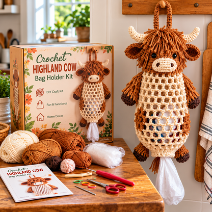 Crochet Animal Bag Holder Diy Kit – Cute & Functional Hanging Storage Craft Kit