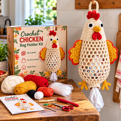 Crochet Animal Bag Holder Diy Kit – Cute & Functional Hanging Storage Craft Kit