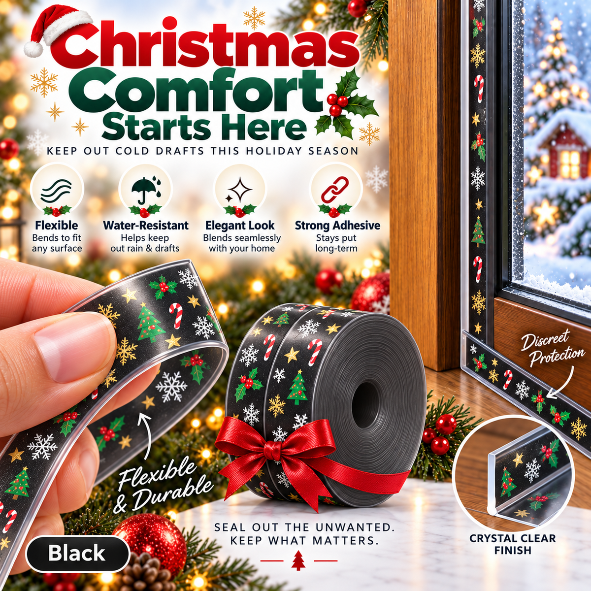 🔥 HOLIDAY LIMITED-TIME DEAL | 16.4Ft ComfortSeal™ Christmas Weather Strip – Seal Out Cold Drafts, Dust & Noise for a Cozy Winter Home