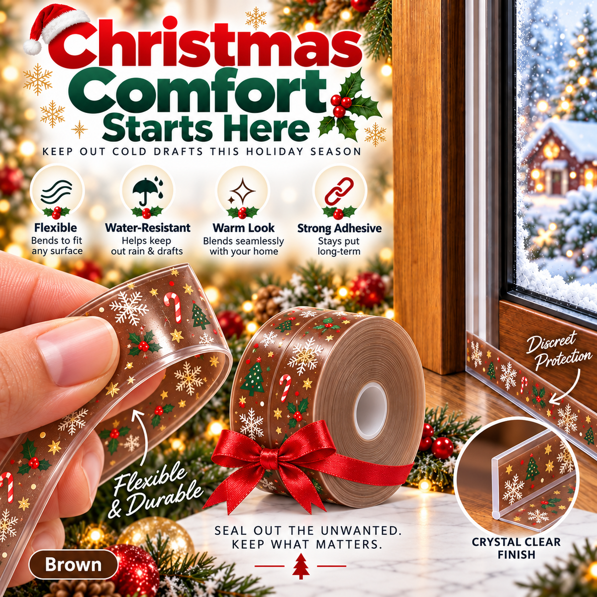 🔥 HOLIDAY LIMITED-TIME DEAL | 16.4Ft ComfortSeal™ Christmas Weather Strip – Seal Out Cold Drafts, Dust & Noise for a Cozy Winter Home
