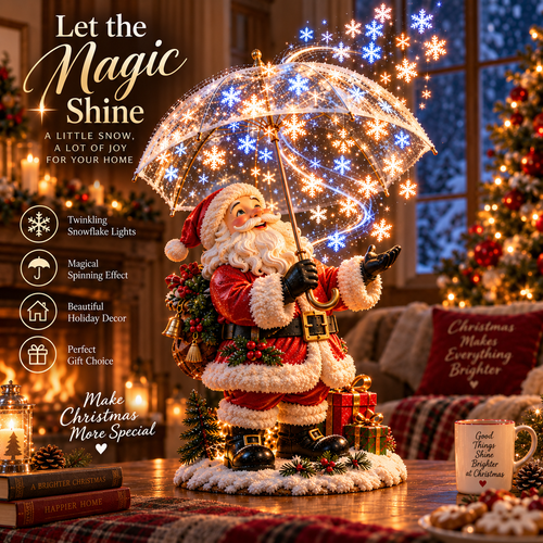 🎅✨Last Day 49% OFF✨❄️ Santa’s Magical Snowfall Umbrella™ – Lighted Christmas Tabletop Decor