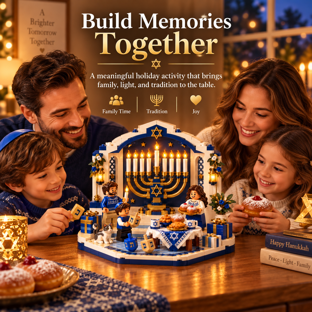 🕎✨ Last Day 50% OFF 🔥 Hanukkah Family Light Building Block Display Set