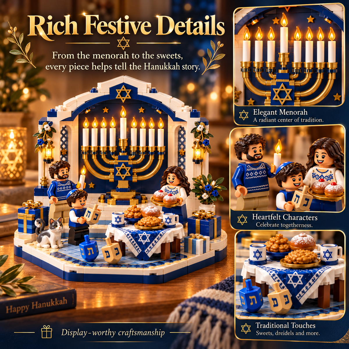 🕎✨ Last Day 50% OFF 🔥 Hanukkah Family Light Building Block Display Set
