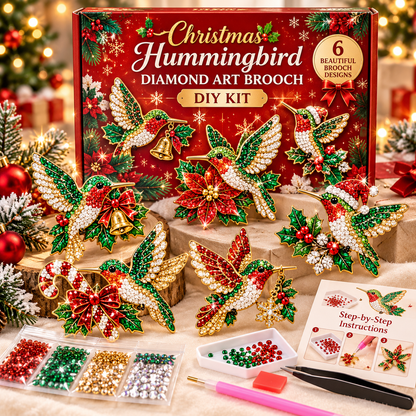 🎄Beginner-Friendly Christmas Diamond Painting Brooch DIY Kit | 6 Festive Designs with Sparkling Gems & Pin Backs 💎