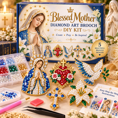 🎄Beginner-Friendly Christmas Diamond Painting Brooch DIY Kit | 6 Festive Designs with Sparkling Gems & Pin Backs 💎