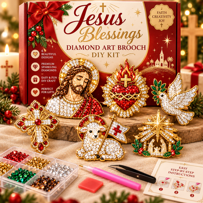 🎄Beginner-Friendly Christmas Diamond Painting Brooch DIY Kit | 6 Festive Designs with Sparkling Gems & Pin Backs 💎