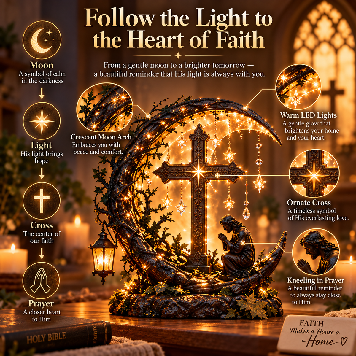 Light of Faith cross prayer decor story and symbolism