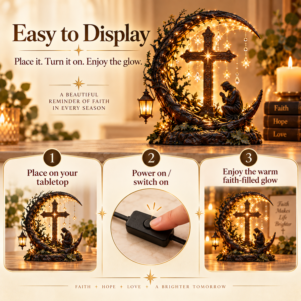 Light of Faith easy three step tabletop setup