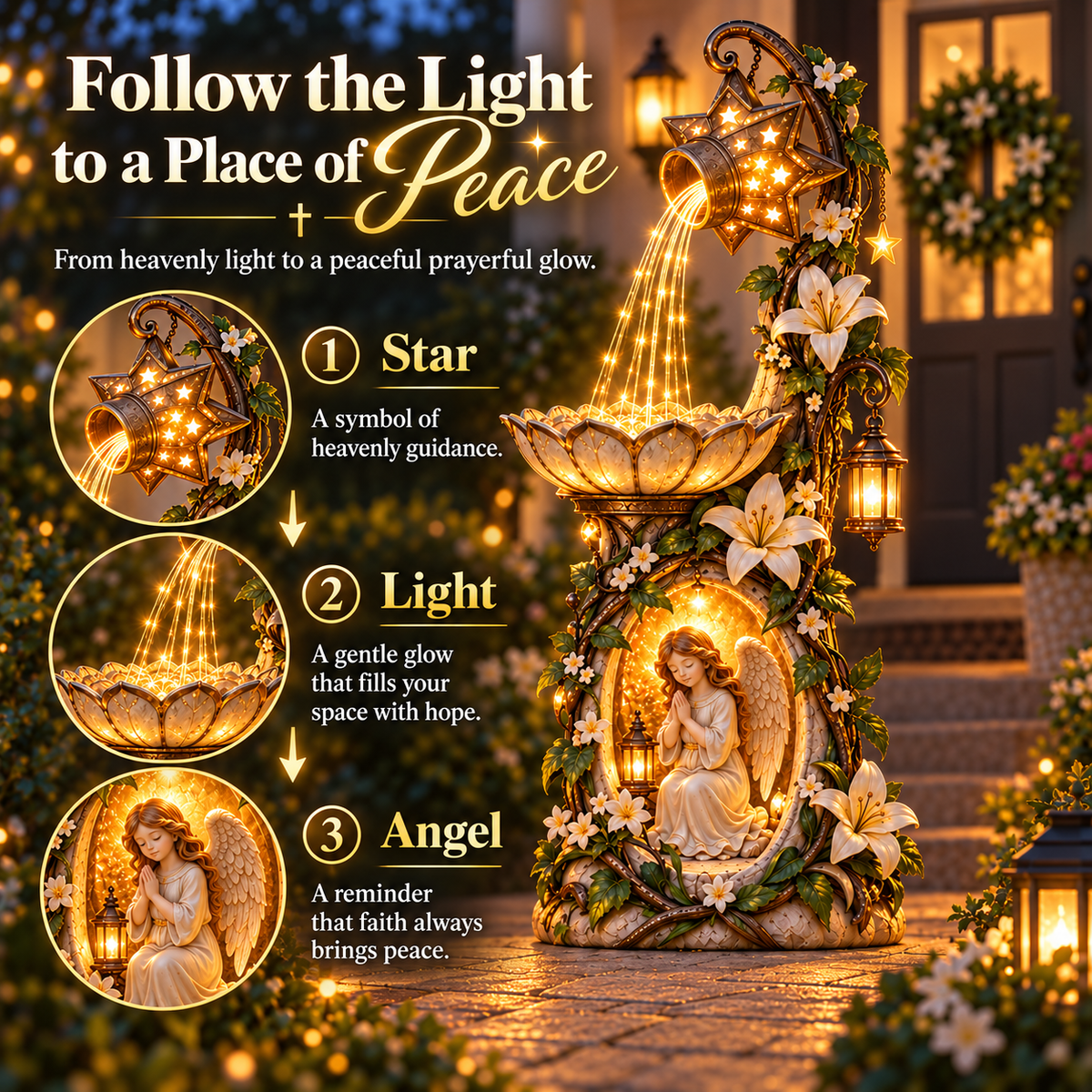 Angel Starlight garden porch patio and pathway display
